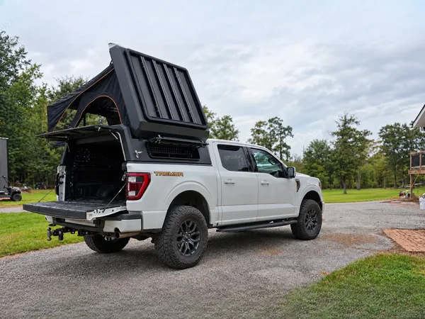 Stealth canopy with the pop-up tent open